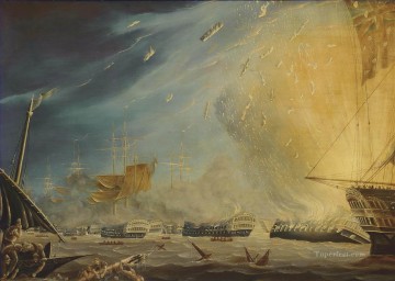Círculo de Robert Dodd La batalla del Nilo 1 de agosto de 1798 Batallas navales Pinturas al óleo